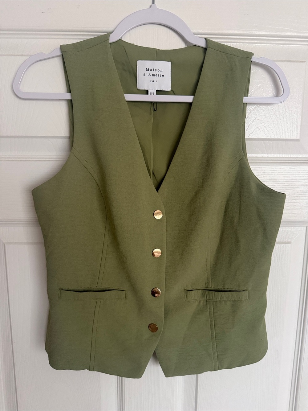 Maison d'Amélie Olive Green Buttoned Vest